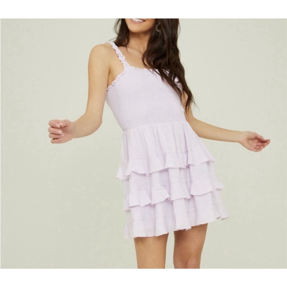 Altar’d‎ State Lavender Cotton Babydoll Mini Dress L Button Detail Coquette